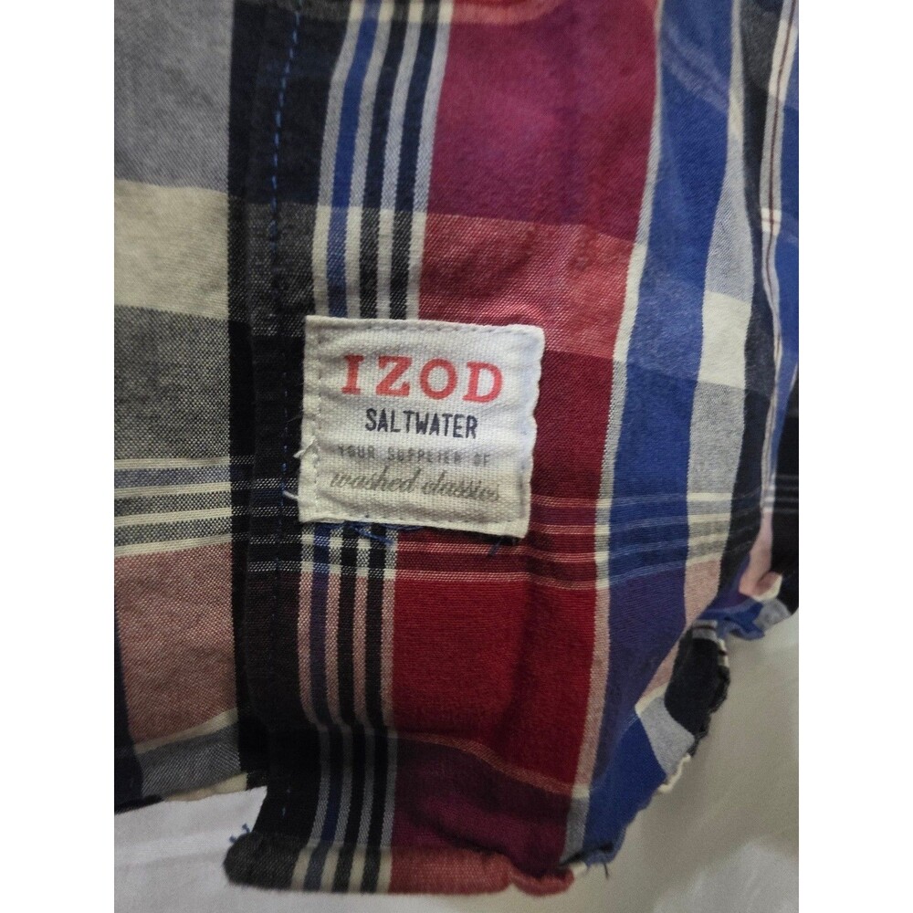 IZOD Men's XL Long Sleeve Plaid Button Up Shirt Multicolor Washed Classics - Picture 3 of 4